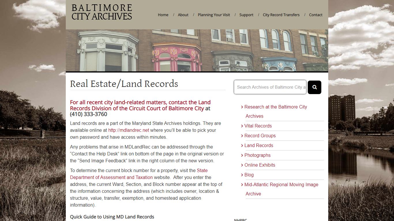 The Baltimore City Archives - Real Estate / Land Records